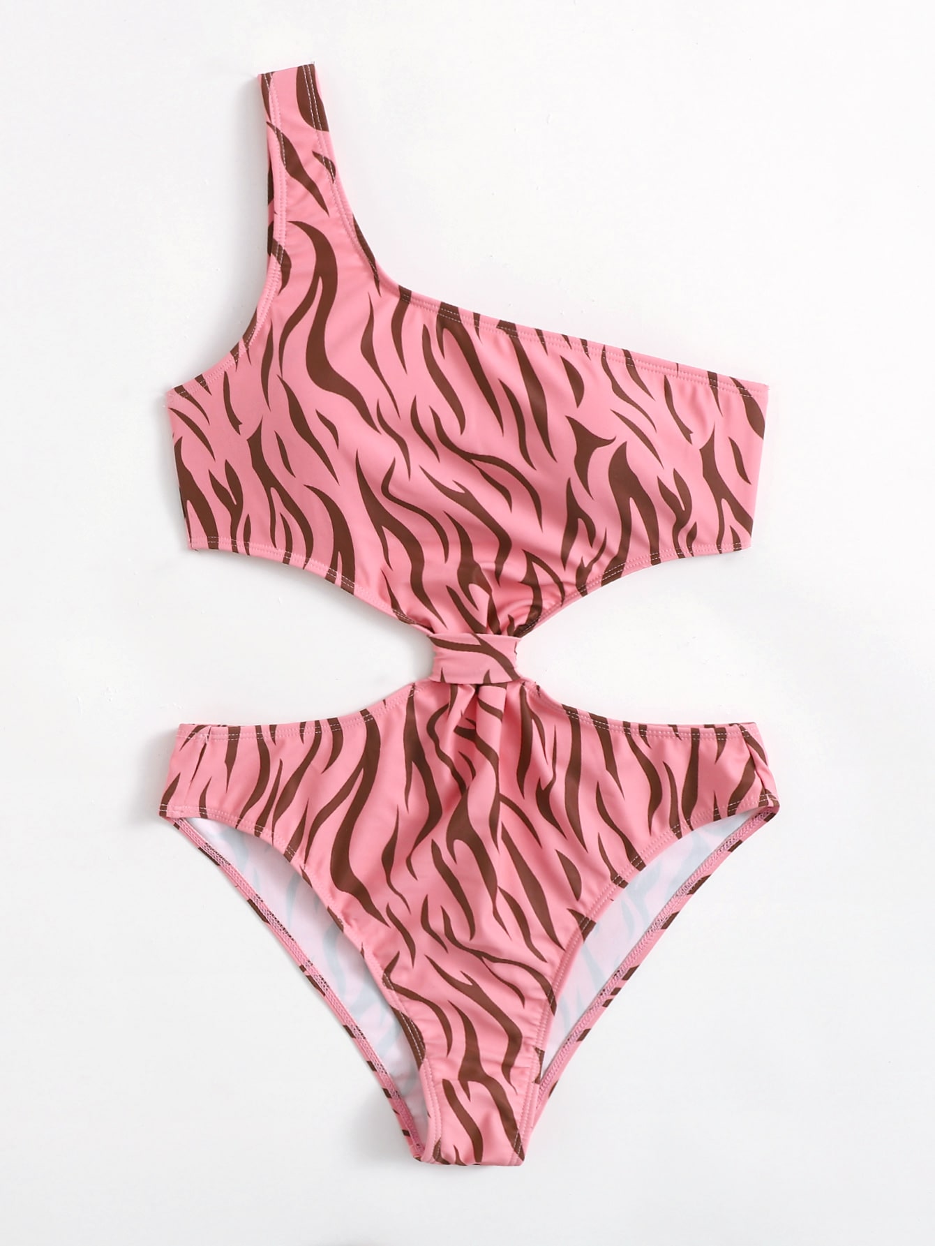 Graphic Cut-out One Shoulder One Piece Swimsuit