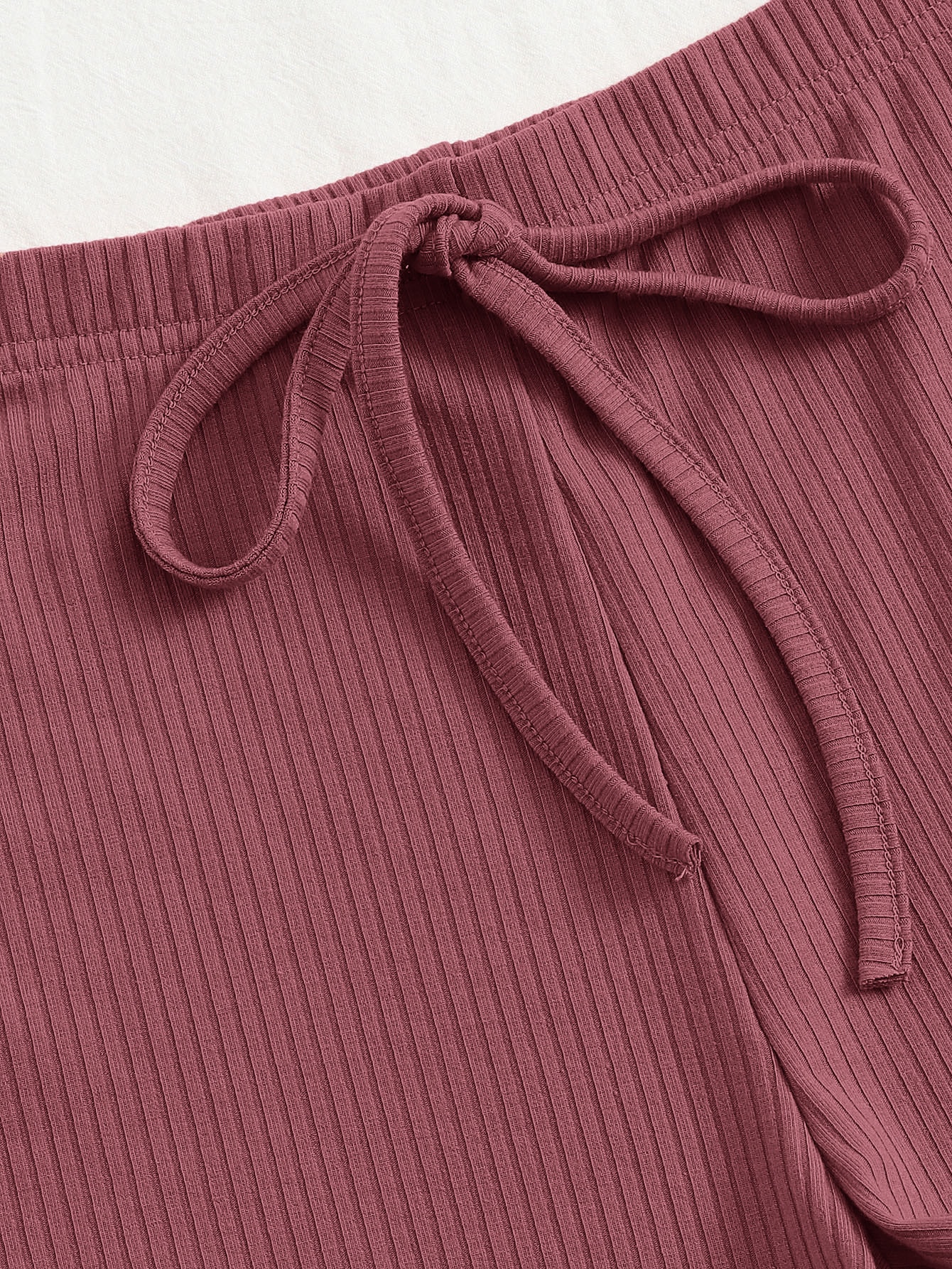Plus Ribbed Drawstring Waist Shorts