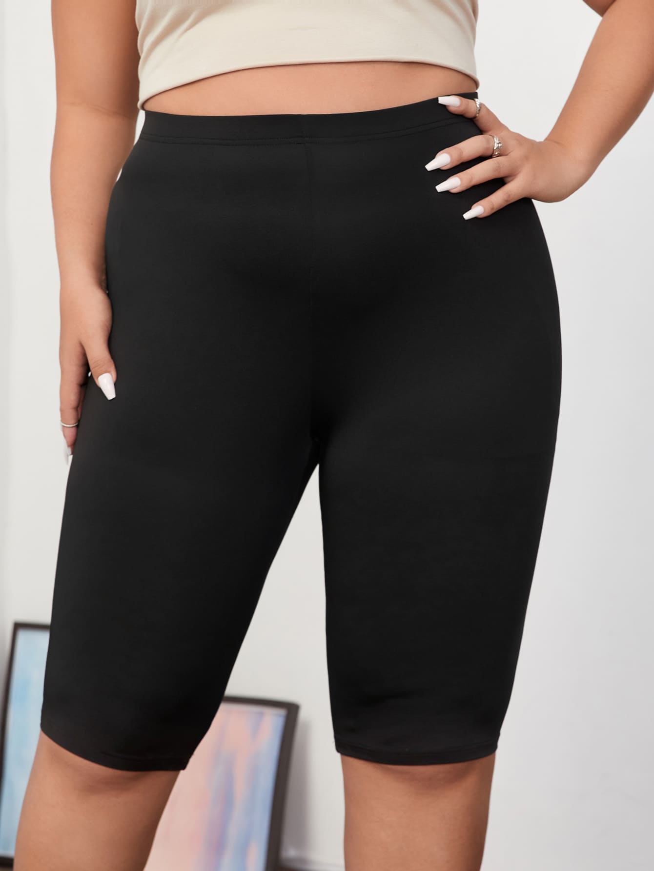 Plus Solid High Stretch High Waist Leggings
