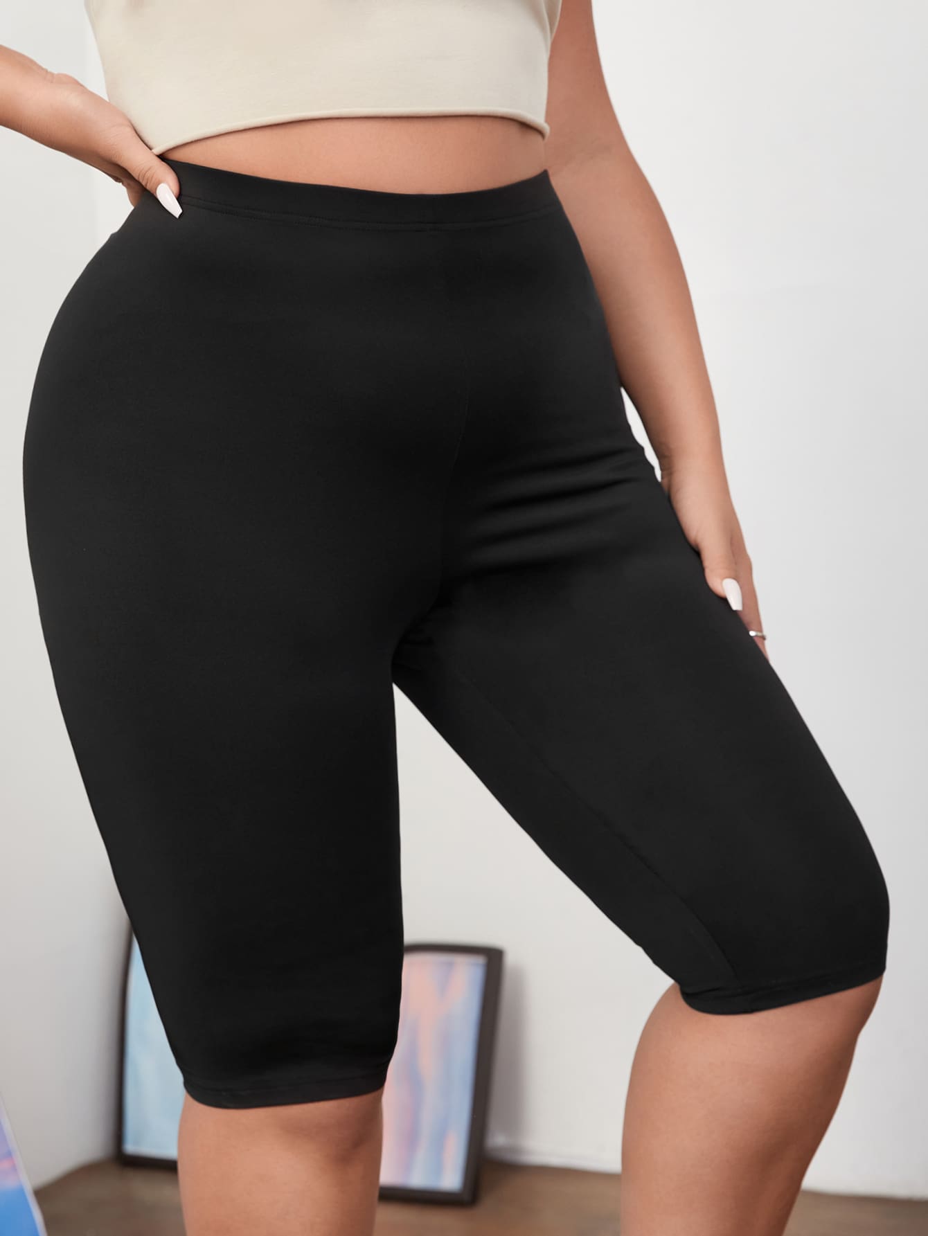 Plus Solid High Stretch High Waist Leggings
