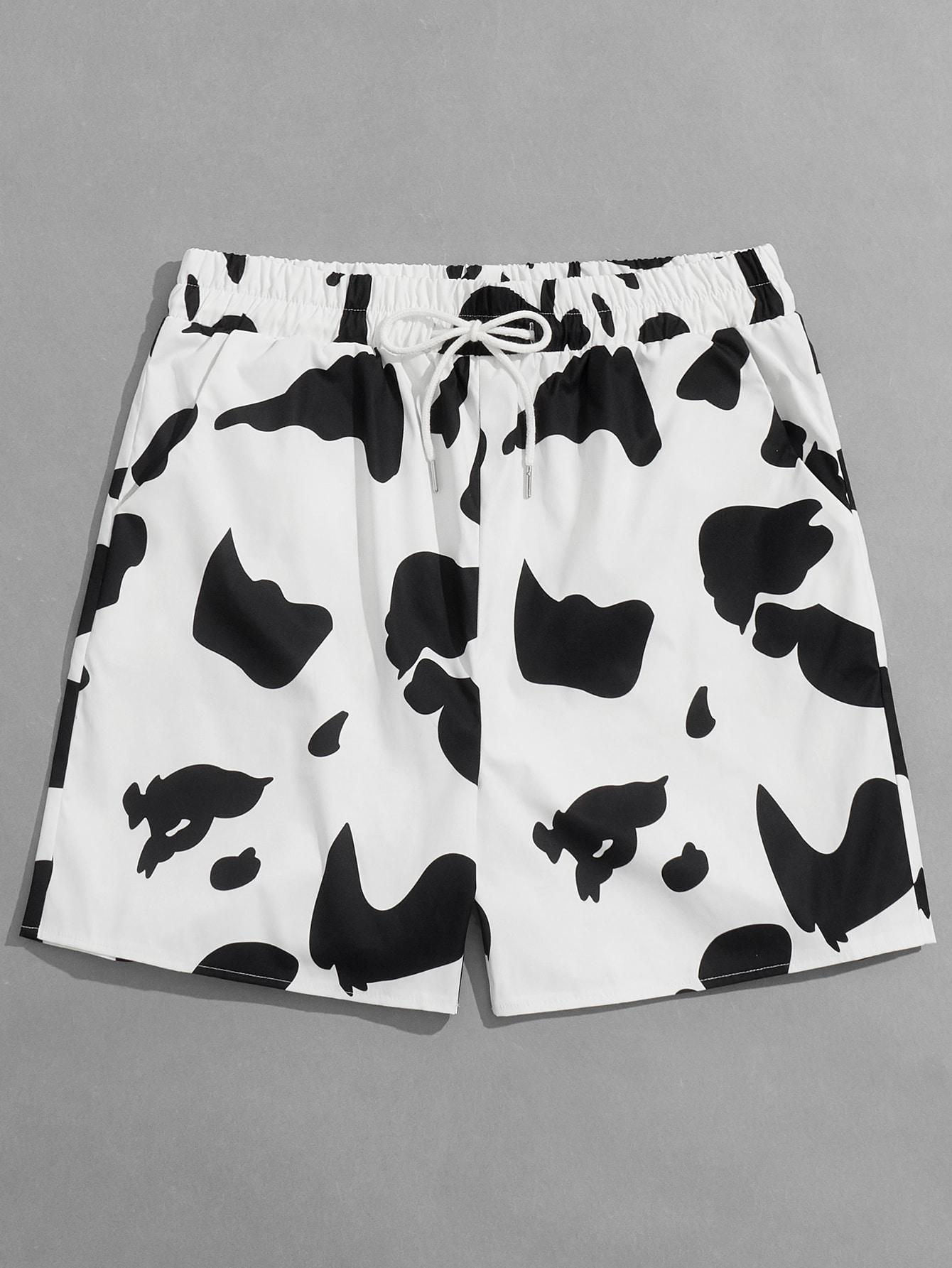 Street Life Men Cow Print Drawstring Waist Shorts, School