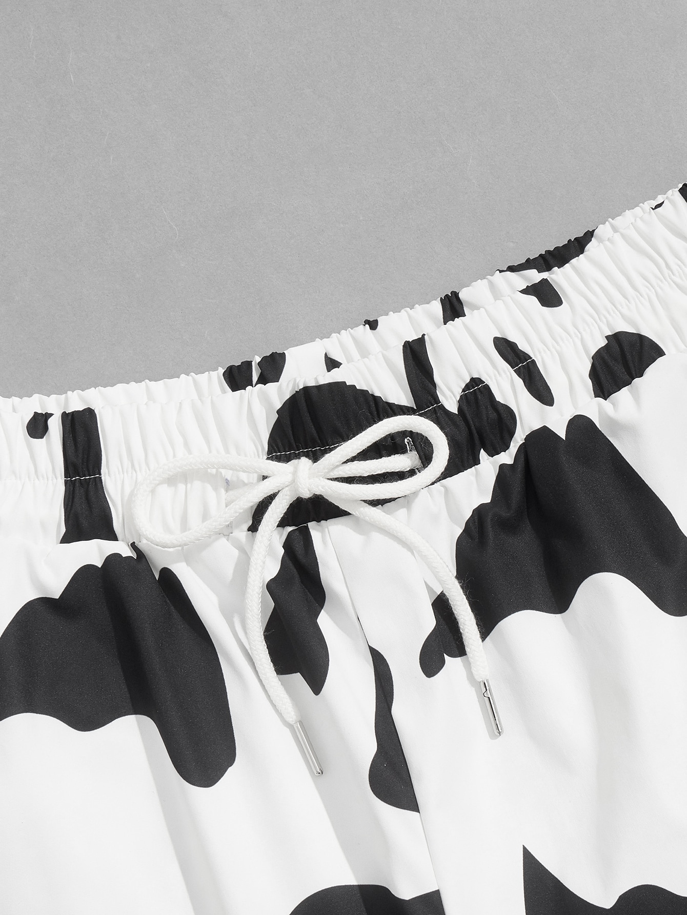 Street Life Men Cow Print Drawstring Waist Shorts, School