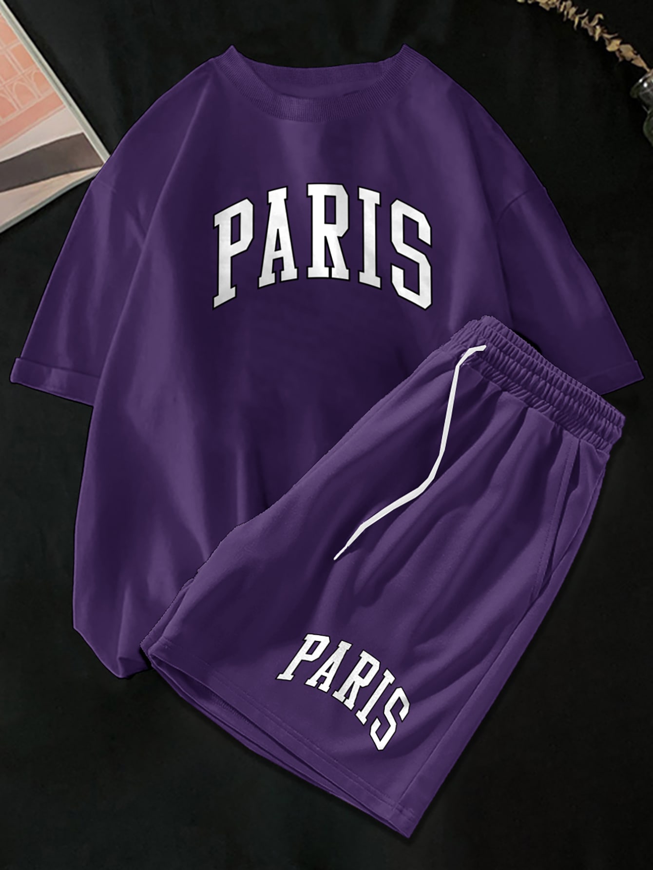 Guys Letter Graphic Tee & Drawstring Waist Shorts
