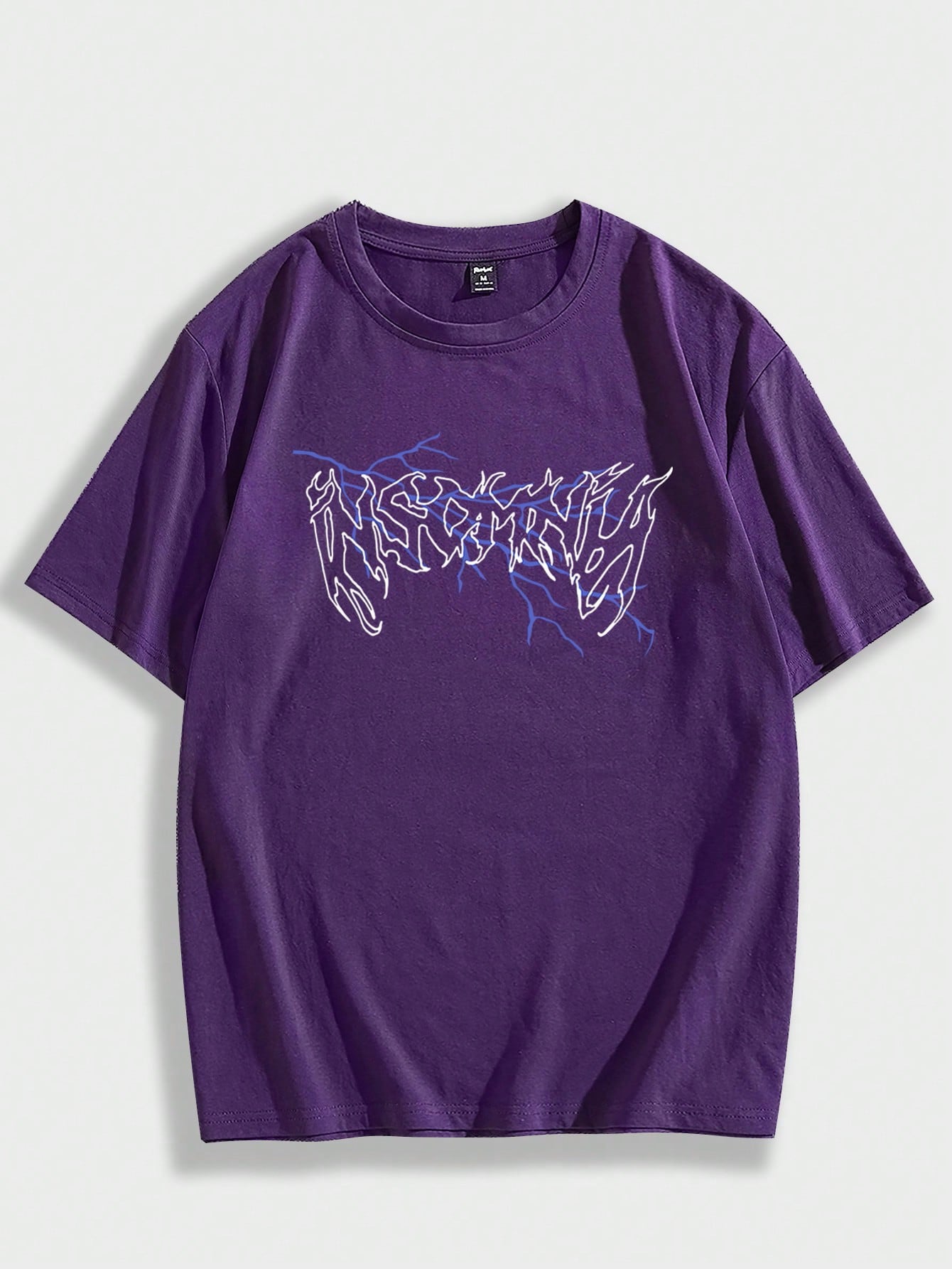 Goth Men Cotton Letter Graphic Y2k T-Shirt, School