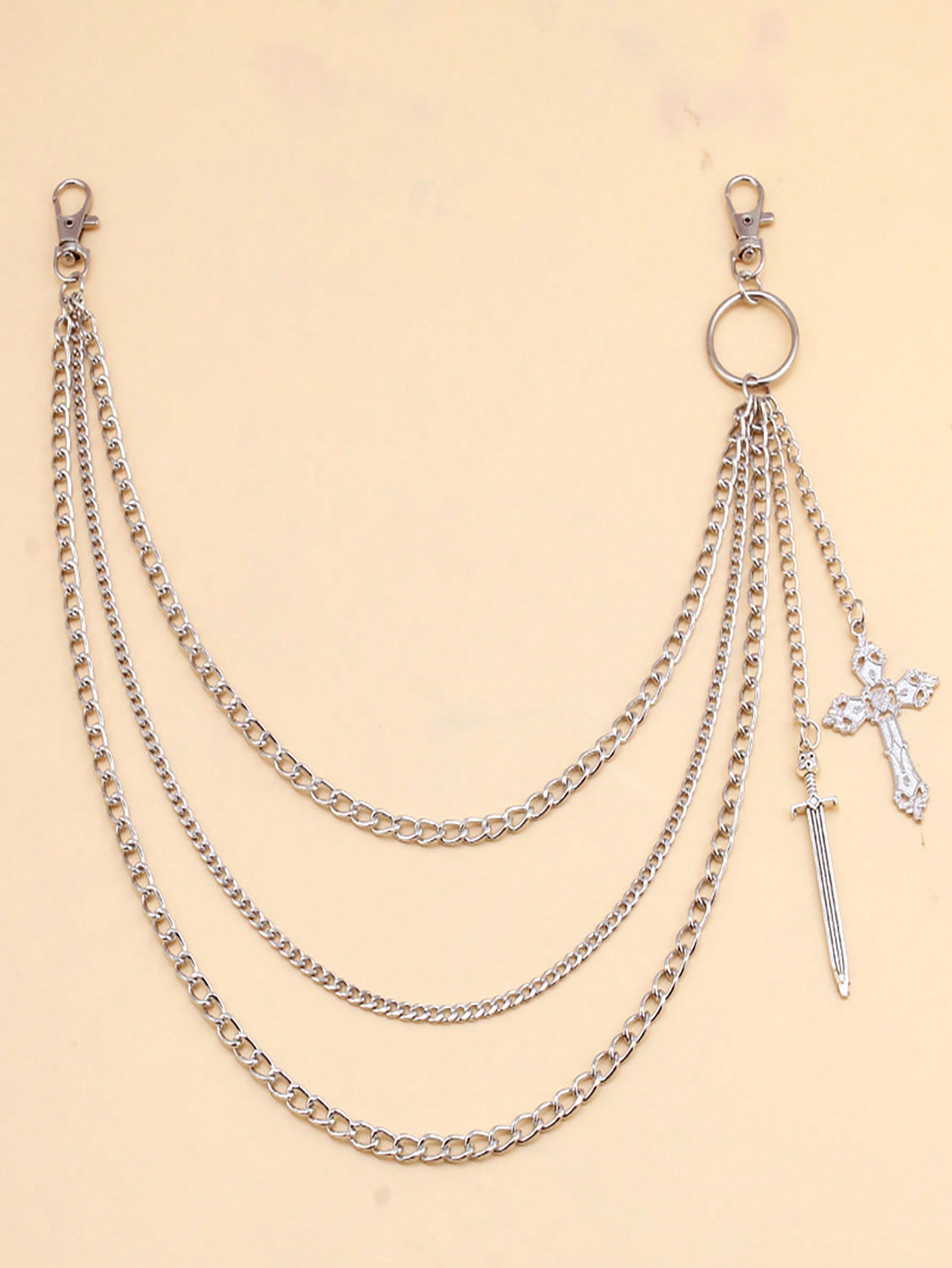 Goth 1pc Women Sword & Cross Decor Layered Trouser Chain