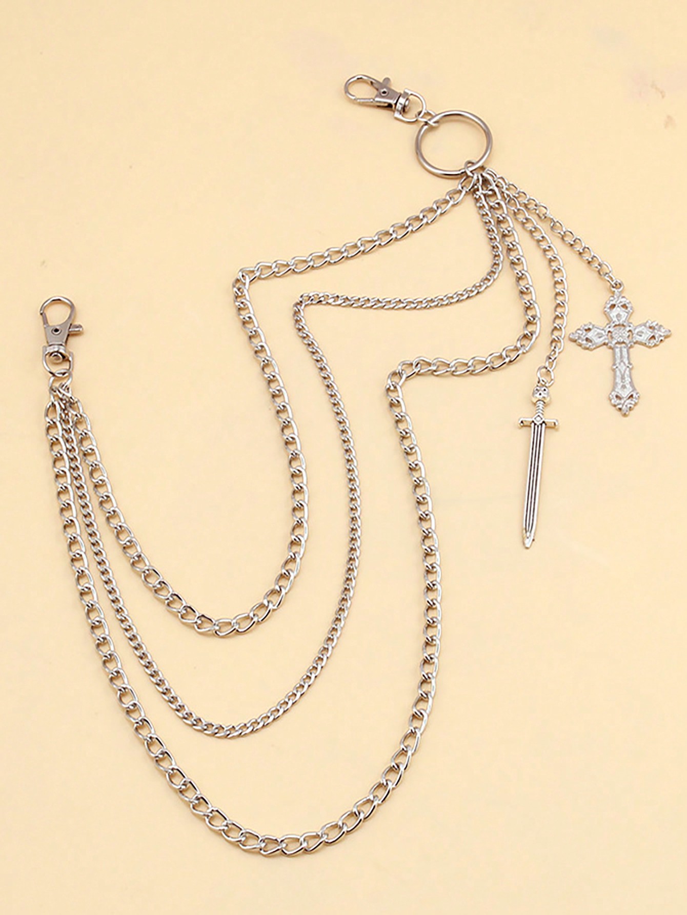Goth 1pc Women Sword & Cross Decor Layered Trouser Chain