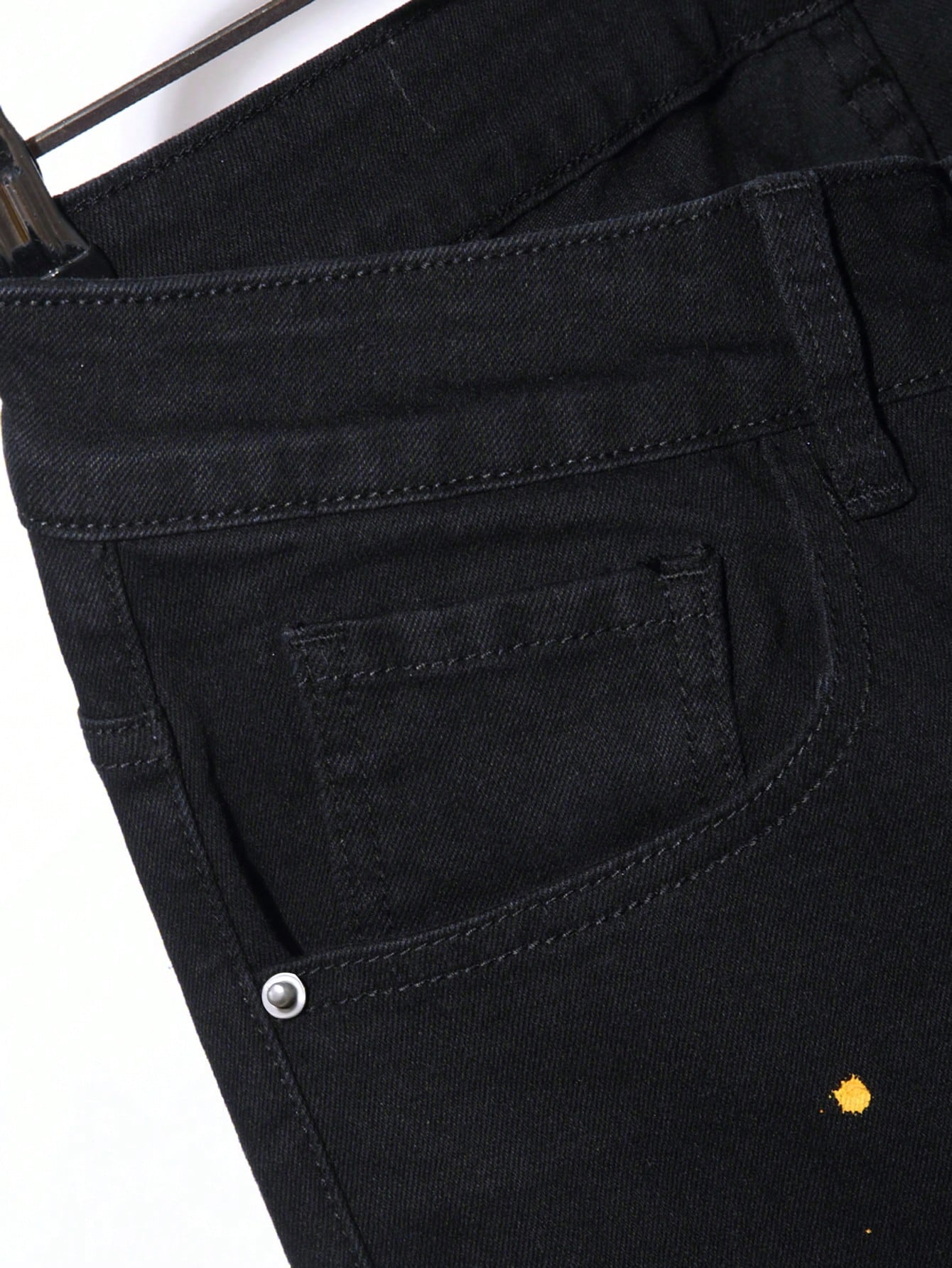 Guys Splash Ink Print Ripped Patched Jeans