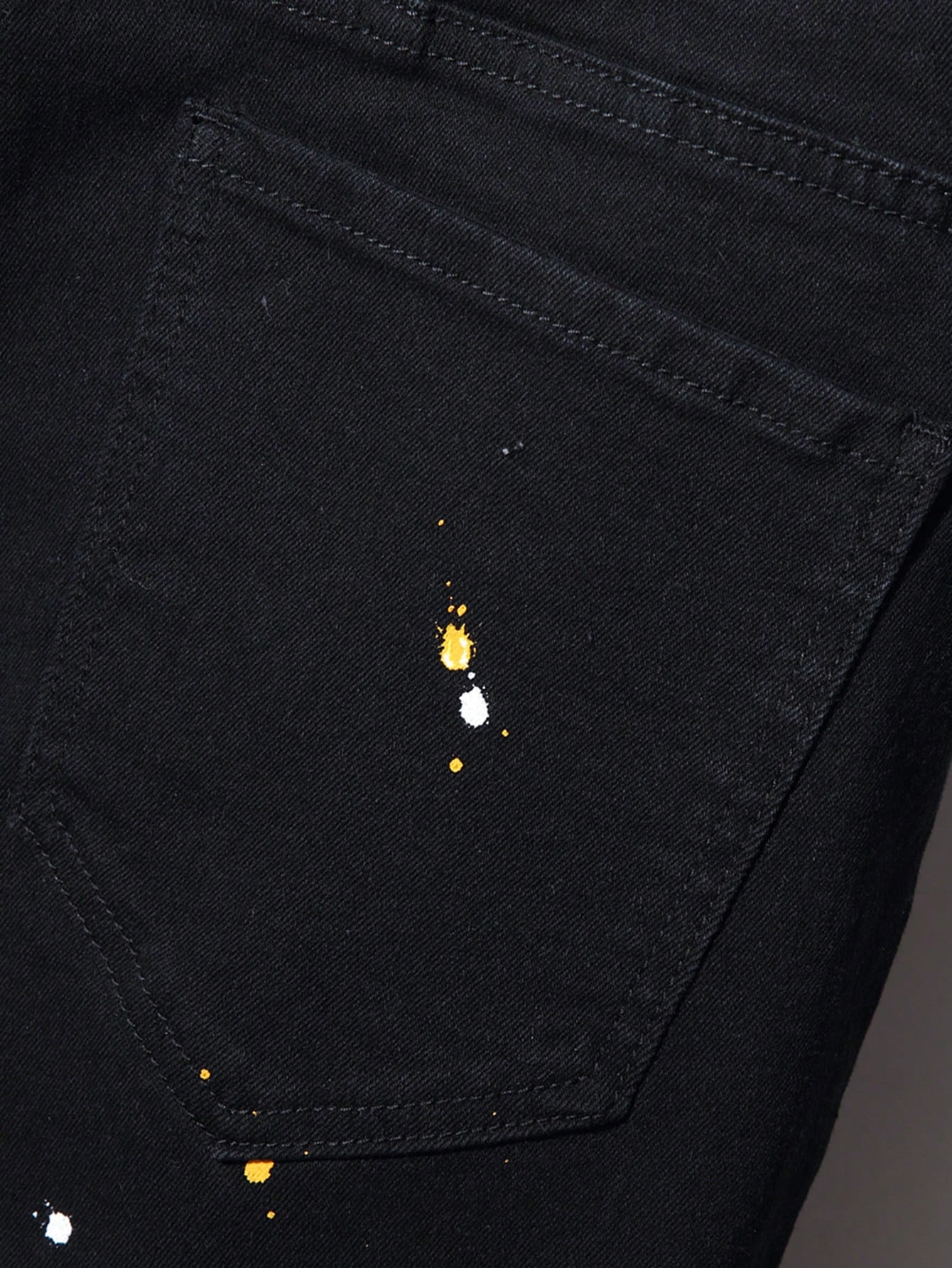 Guys Splash Ink Print Ripped Patched Jeans