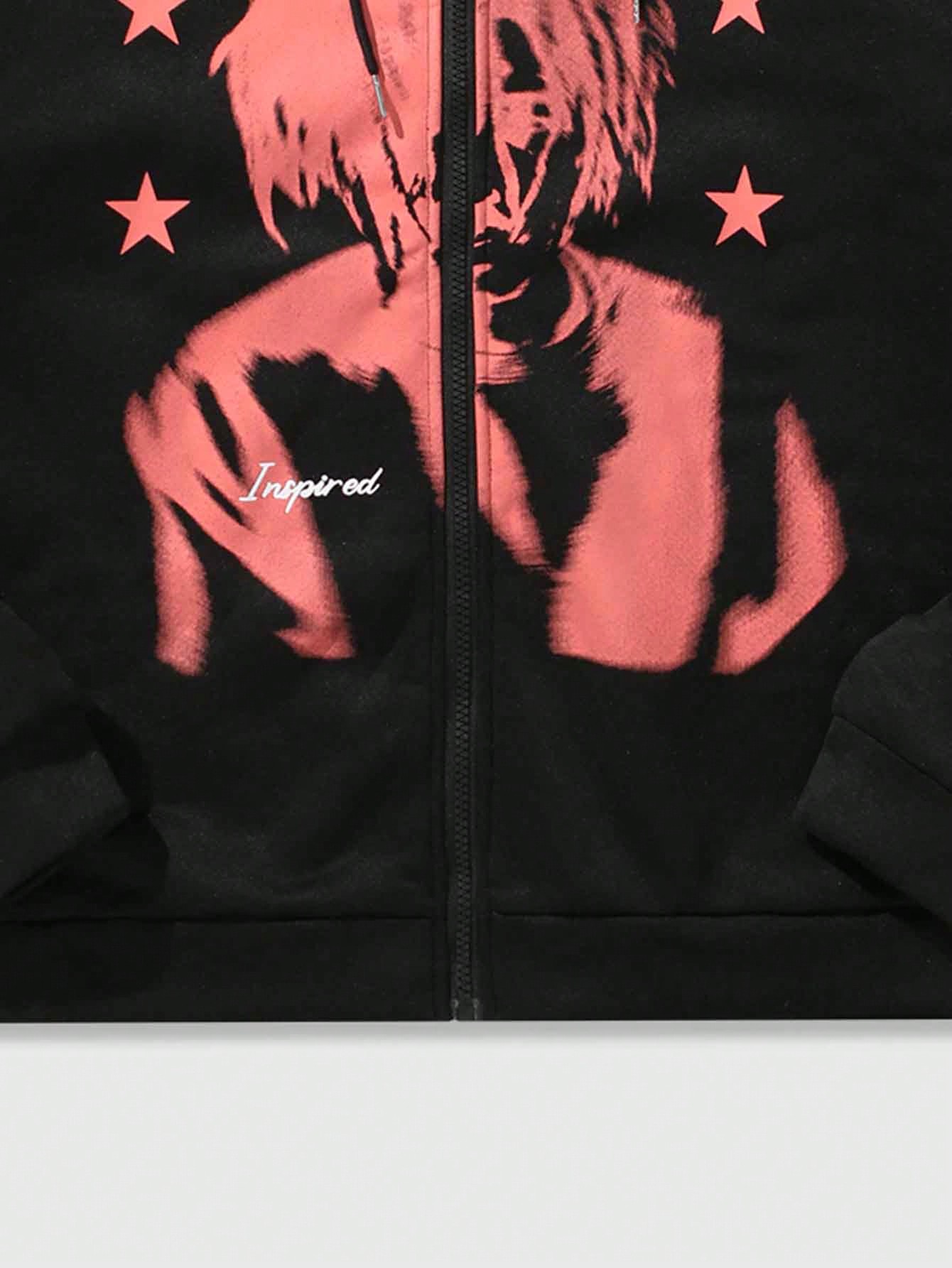 Street Life Men's Character Print Black Hoodie