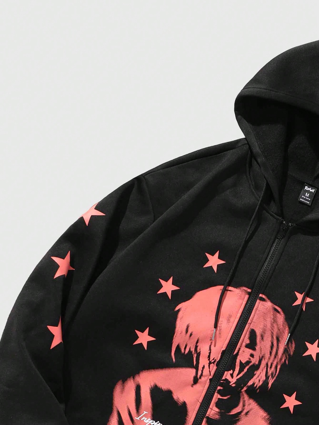 Street Life Men's Character Print Black Hoodie