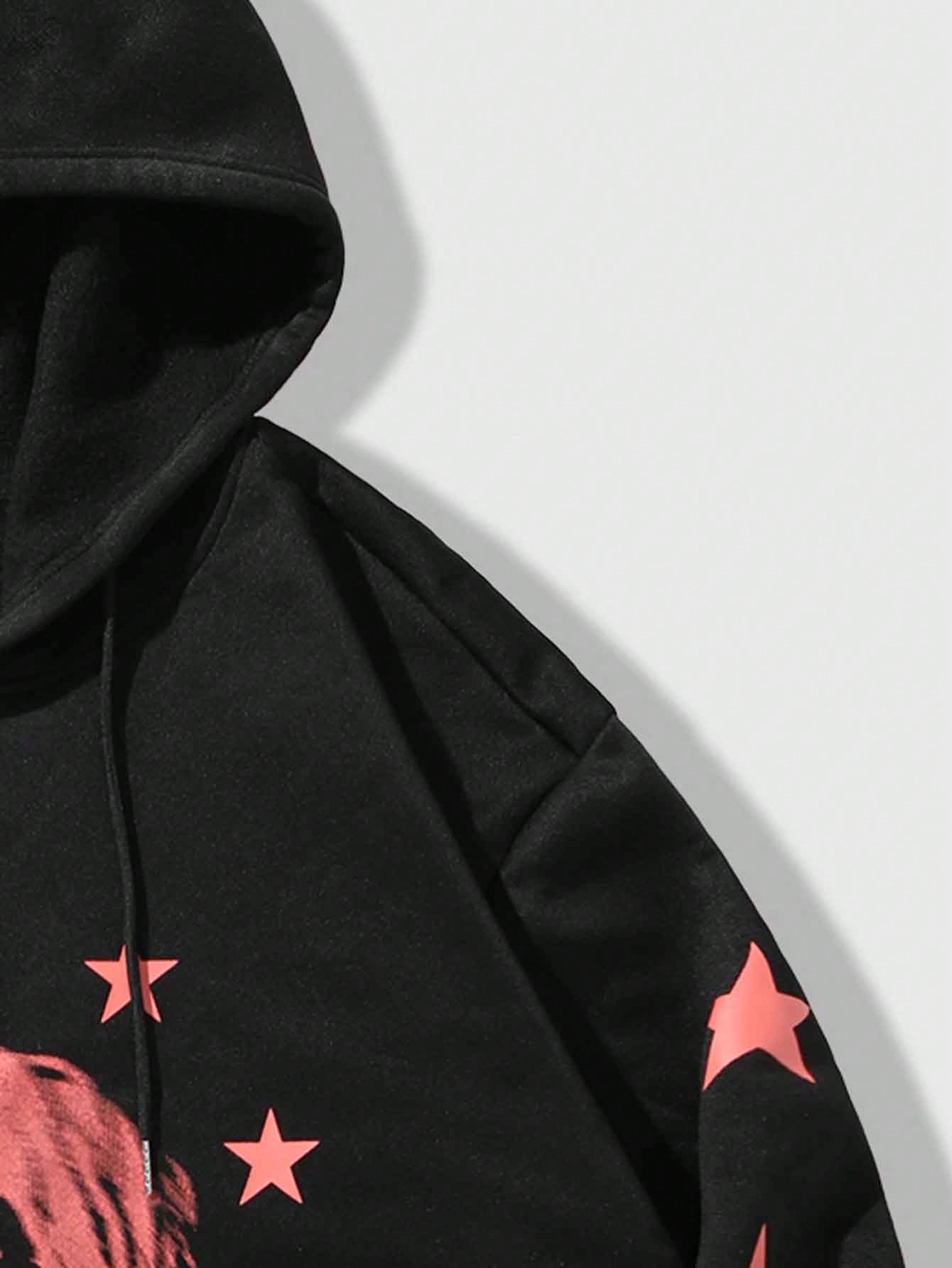 Street Life Men's Character Print Black Hoodie