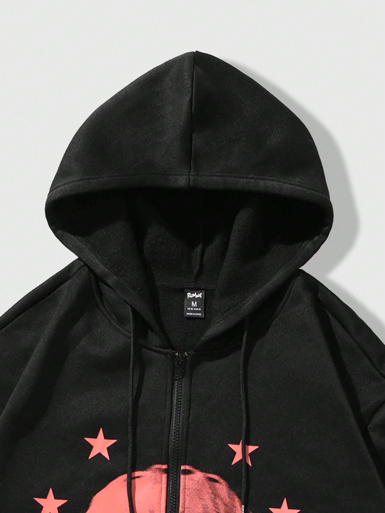 Street Life Men's Character Print Black Hoodie