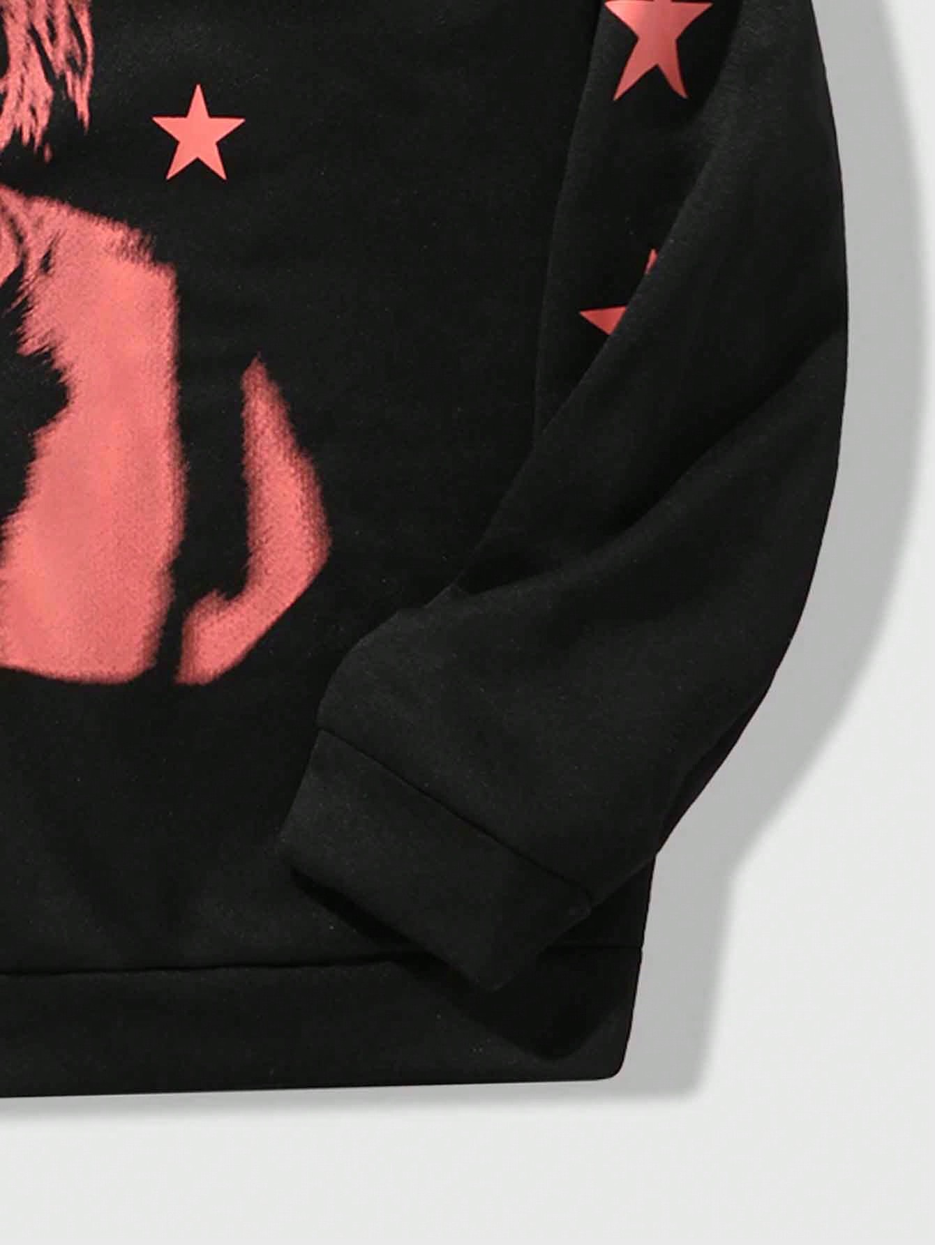 Street Life Men's Character Print Black Hoodie