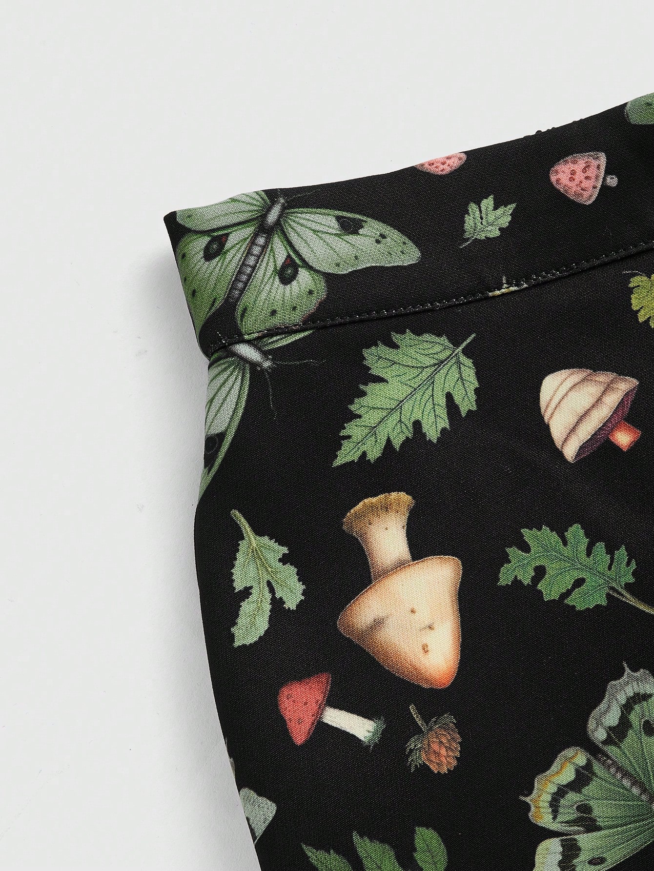 Fairycore Plus Size Mushroom And Plant Print Split Hem Skirt