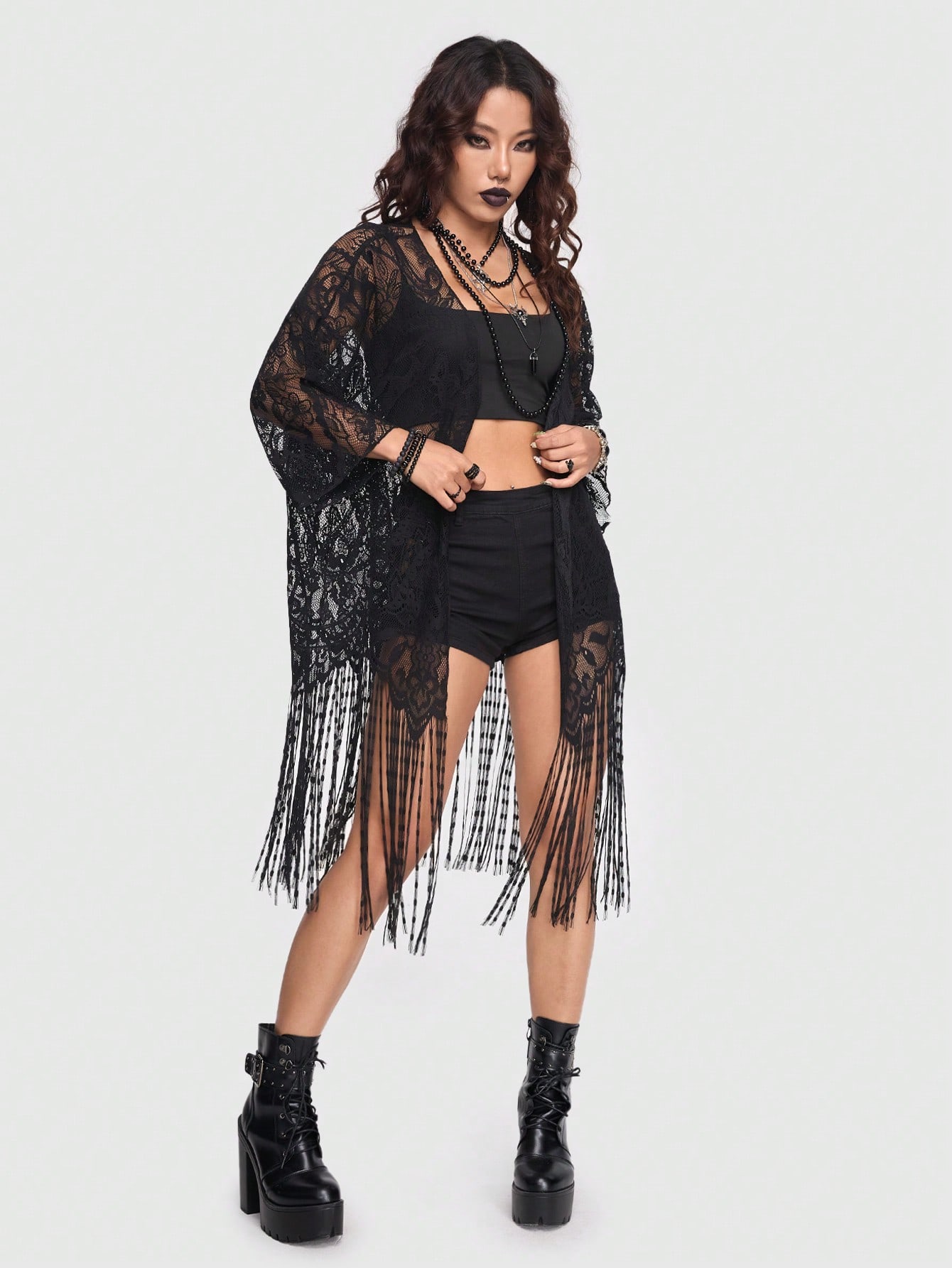 Goth Sexy Black Perspective Lace Top