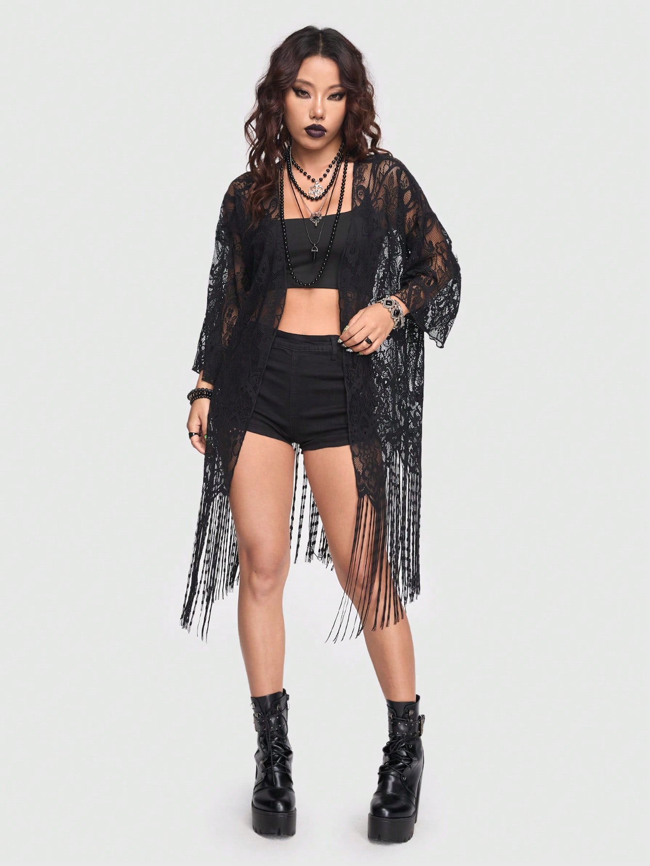 Goth Sexy Black Perspective Lace Top