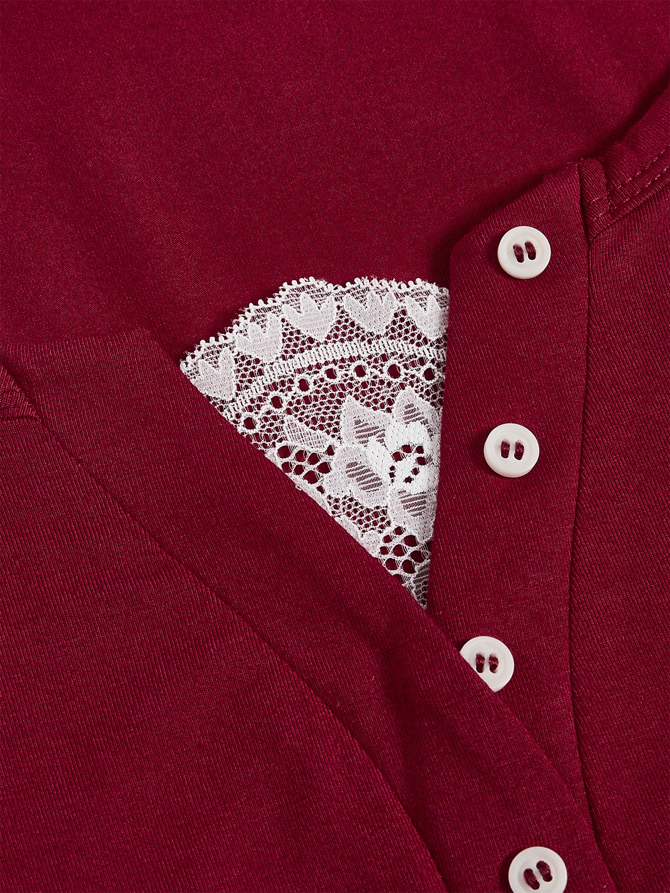 Kawaii Cherry Embroidered Lace Trim Short Sleeve T-Shirt