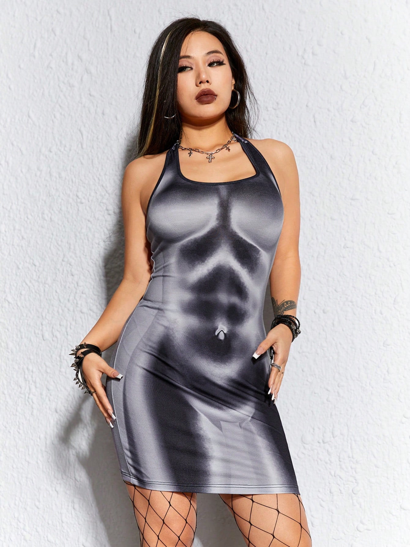 Street Life Women's Body Print Halter Neck Dress
