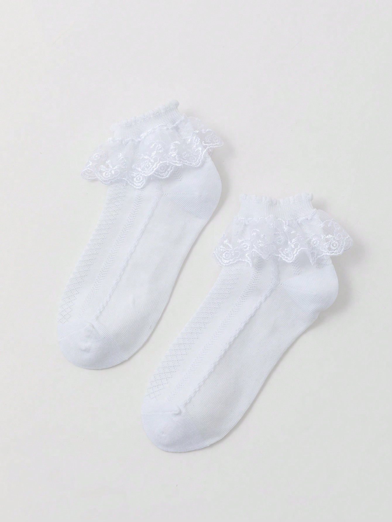 Fairycore Women's Solid Color Simple Lace Decor Mid-Calf Socks