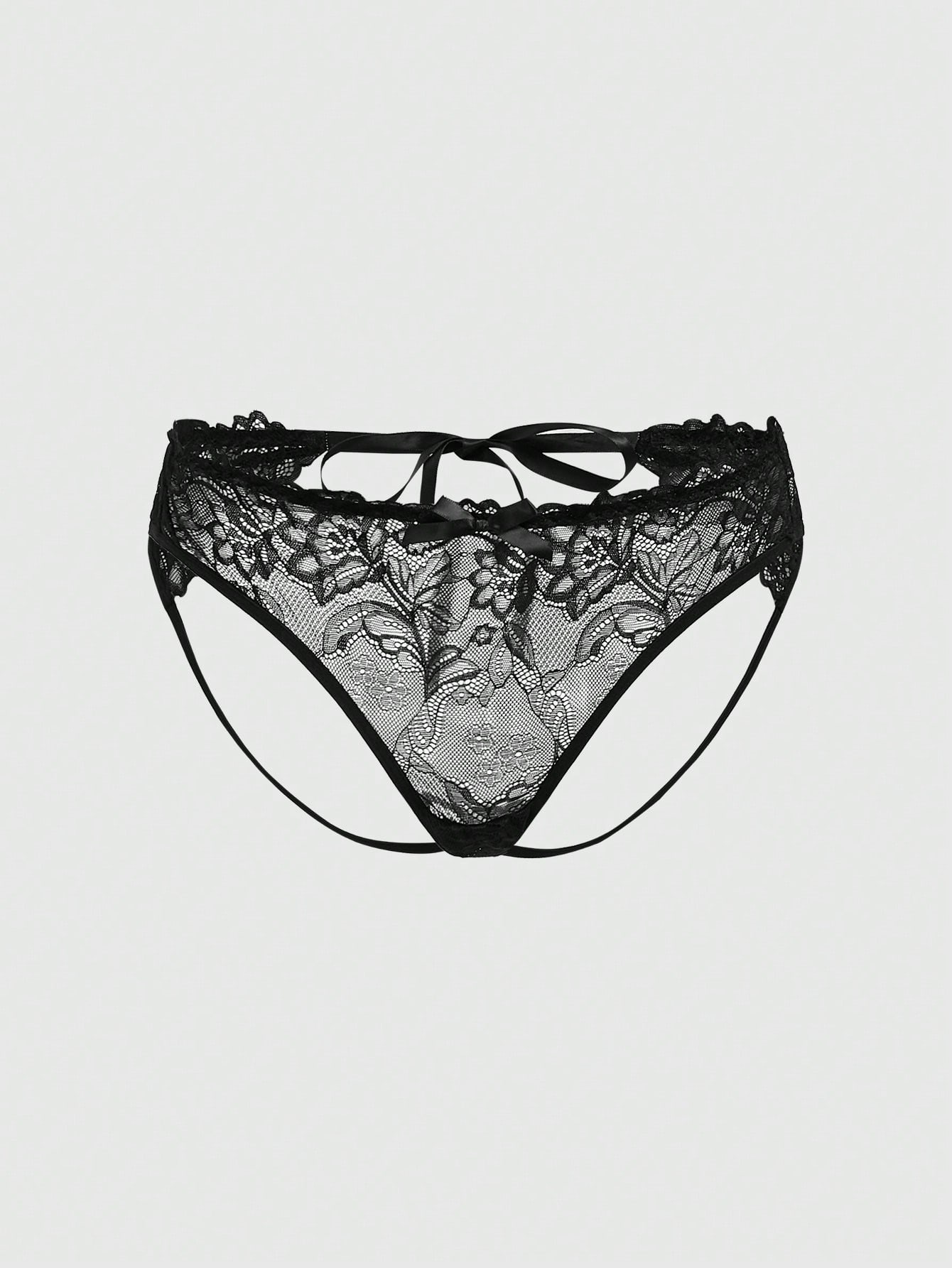 Goth Women Dark Lace Hollow Bowknot Sexy Underwear
