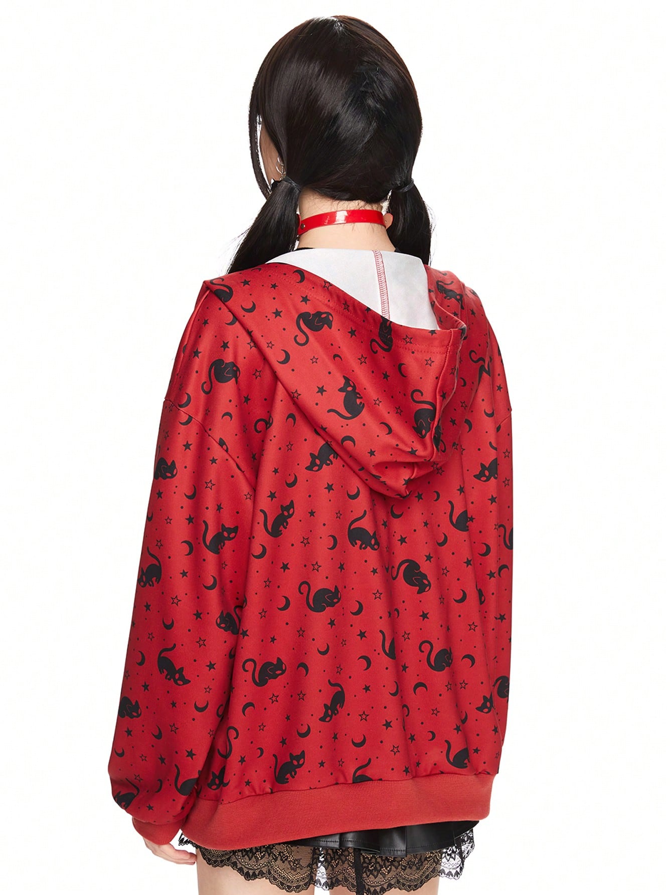 Kawaii Women's Halloween Cat Horror All-Over Print Sweatshirt