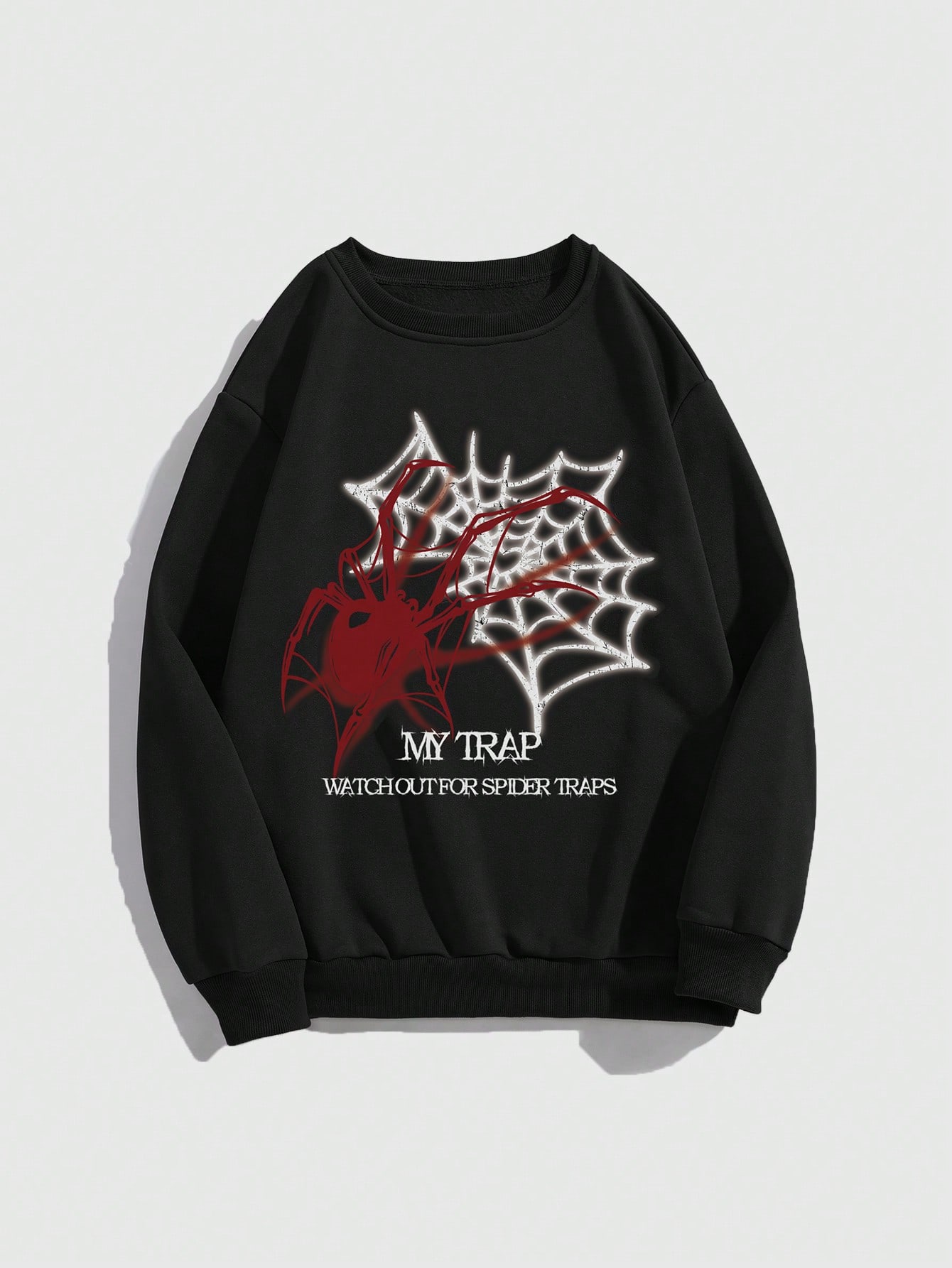 Casual Spider Web Print Regular Sweatshirt, Autumn/Winter