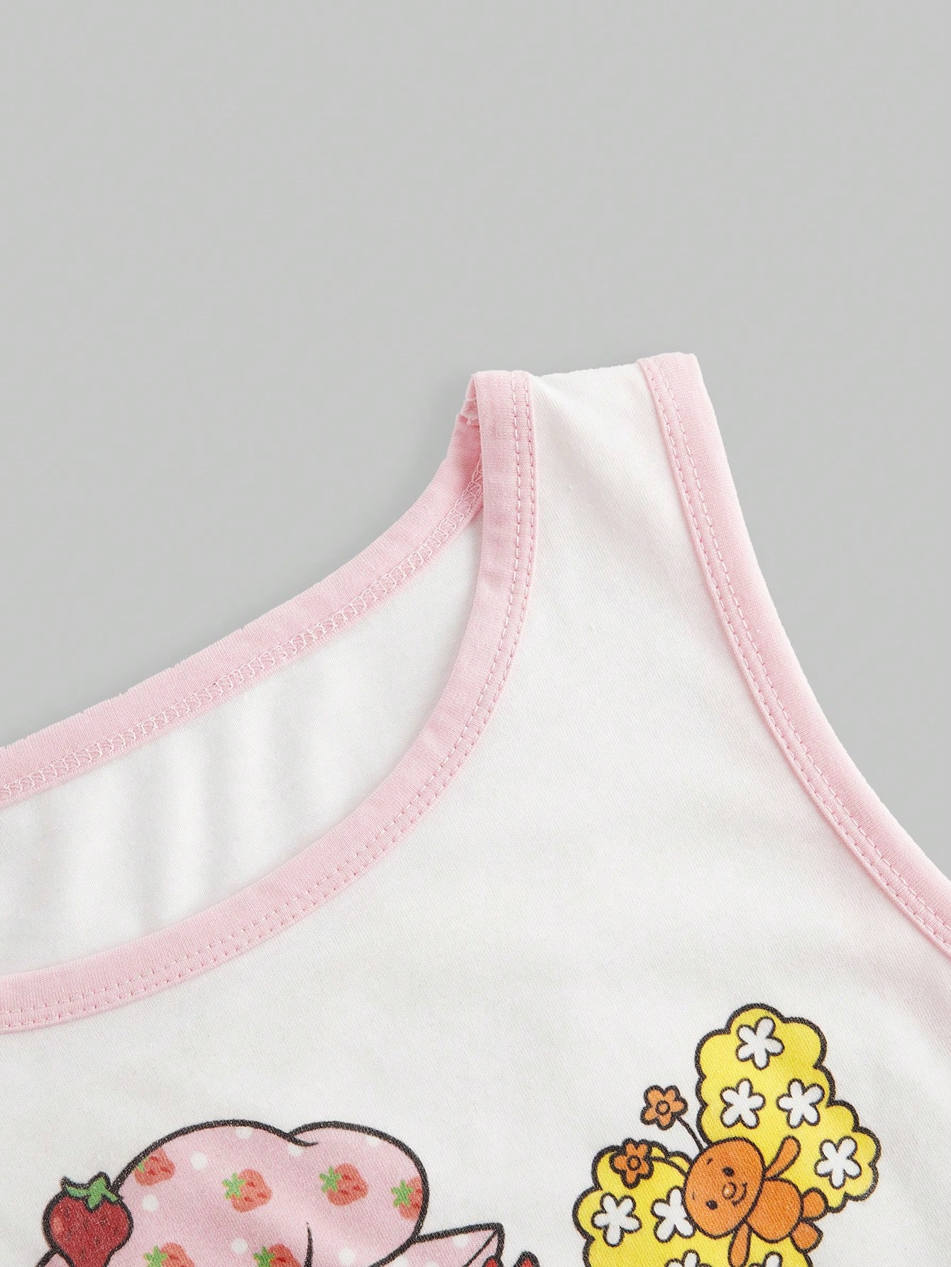 Women Casual Cartoon Character Print Ringer Slim Fit Tank Top, Summer