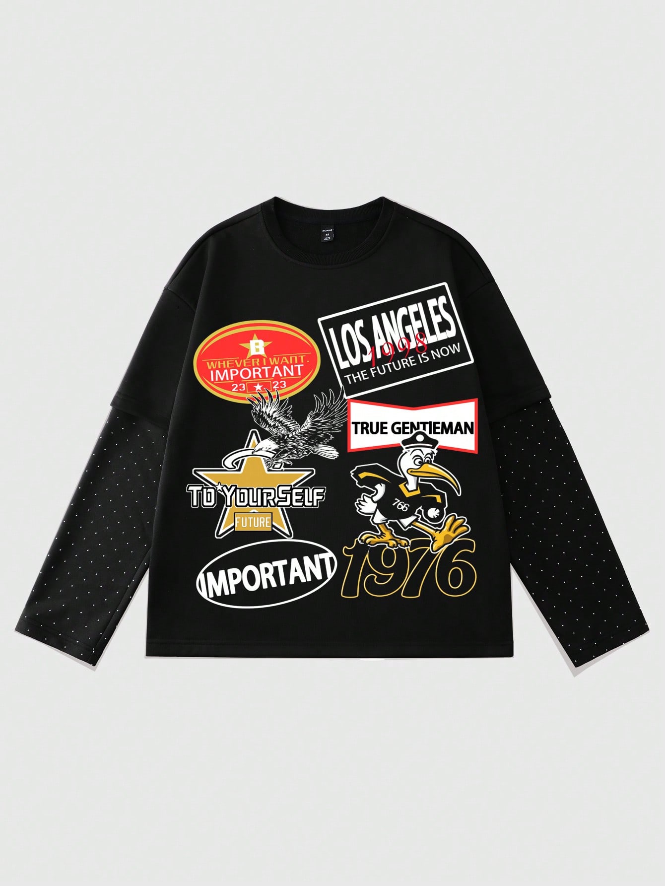 Street Life Men Loose Drop Shoulder Glitter Detail T-Shirt