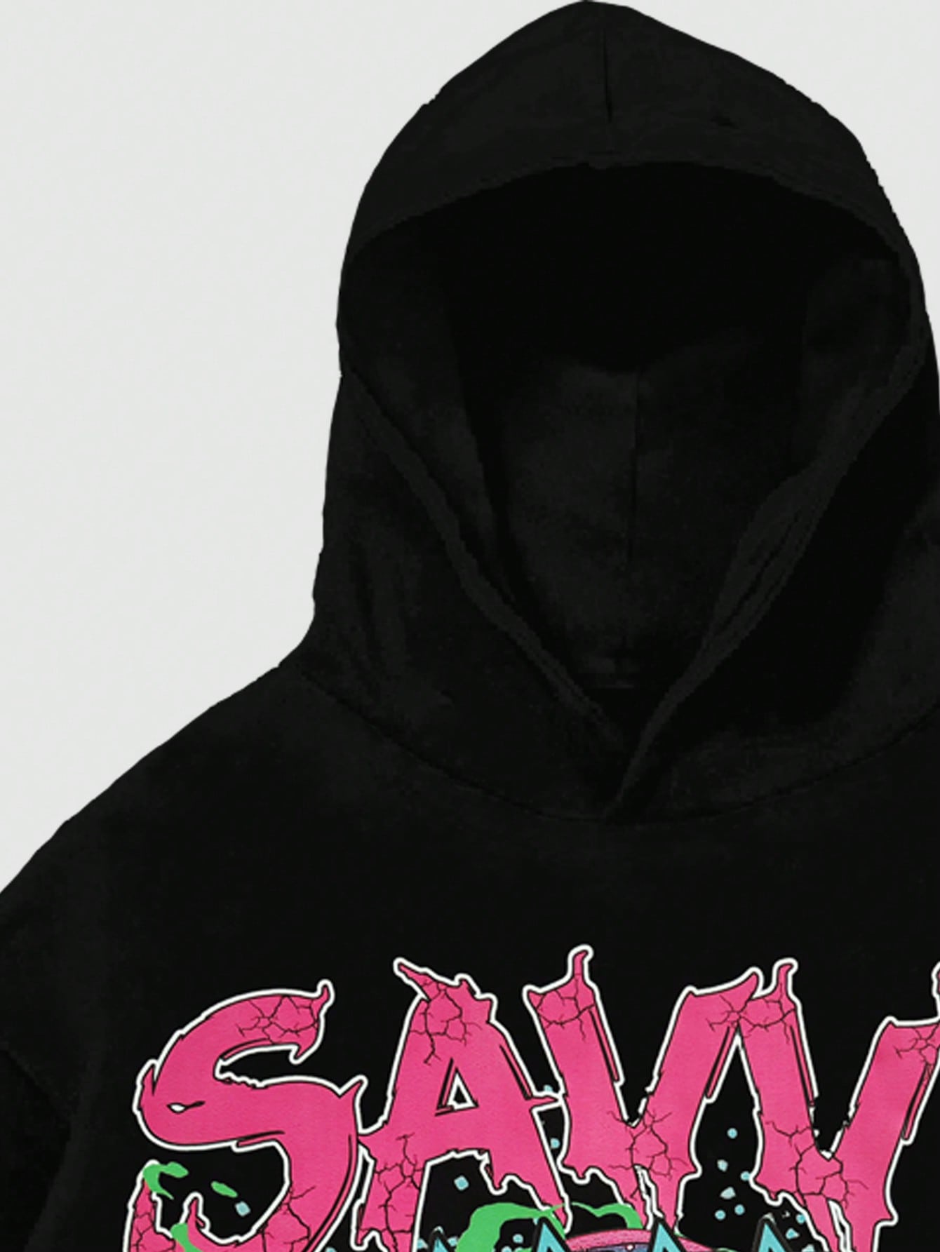 Street Life 1pc Men's Cartoon Graphic Hooded Long Sleeve Sweatshirt, Casual Everyday Wear