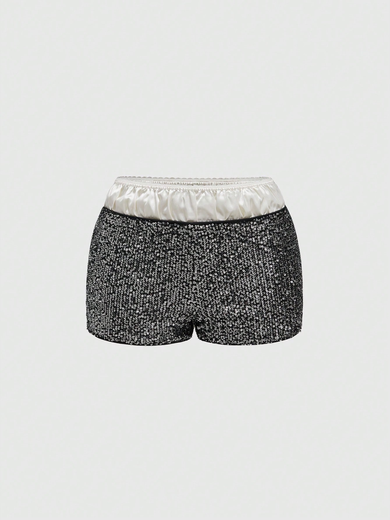 Grunge Punk Shibuya Girls Silver Sequin Ultra Low-Waist Skinny Women's Shorts, For Carnival