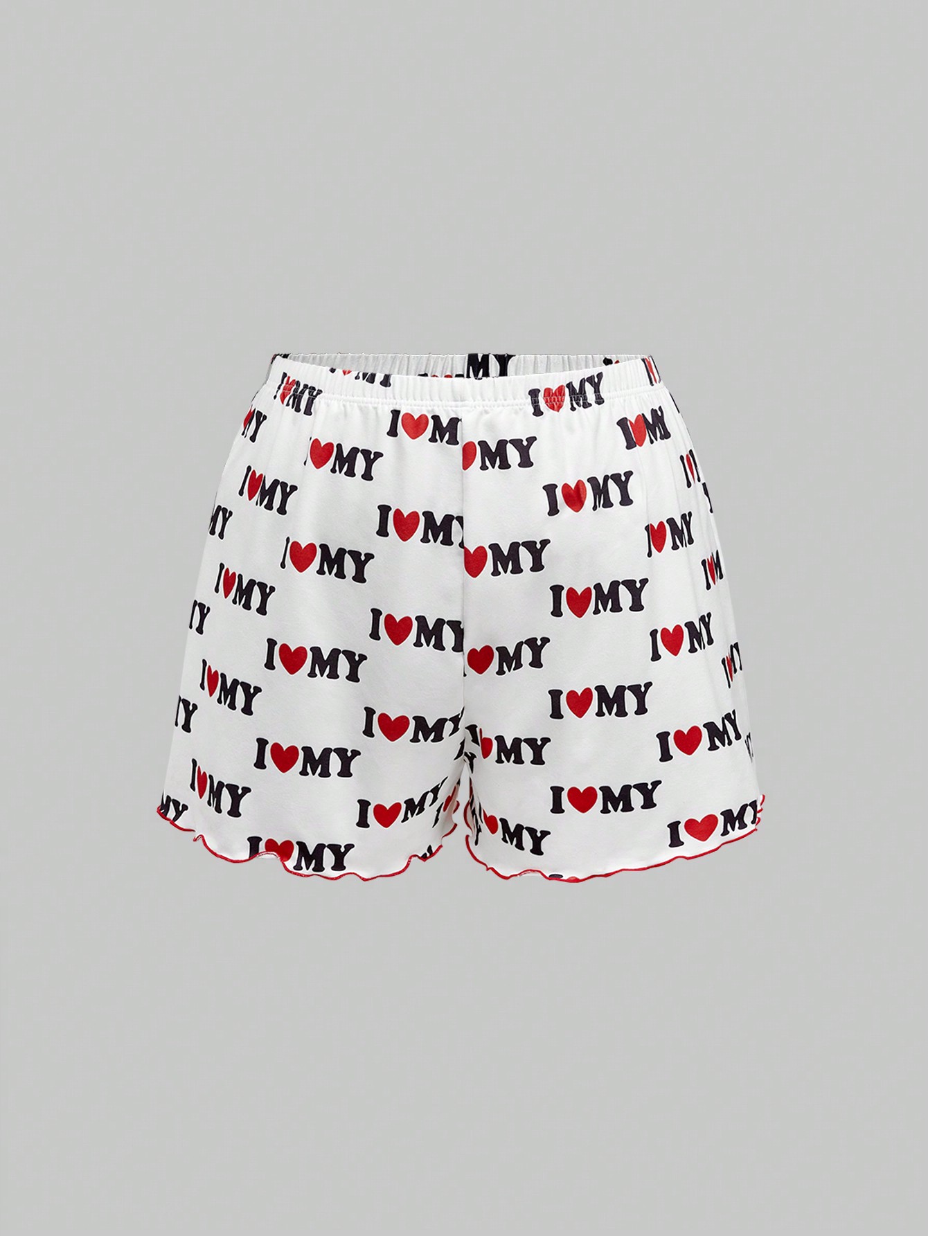 Romantic Valentine's Day Plus Size "I Love My" Camisole & Shorts Sleepwear Set
