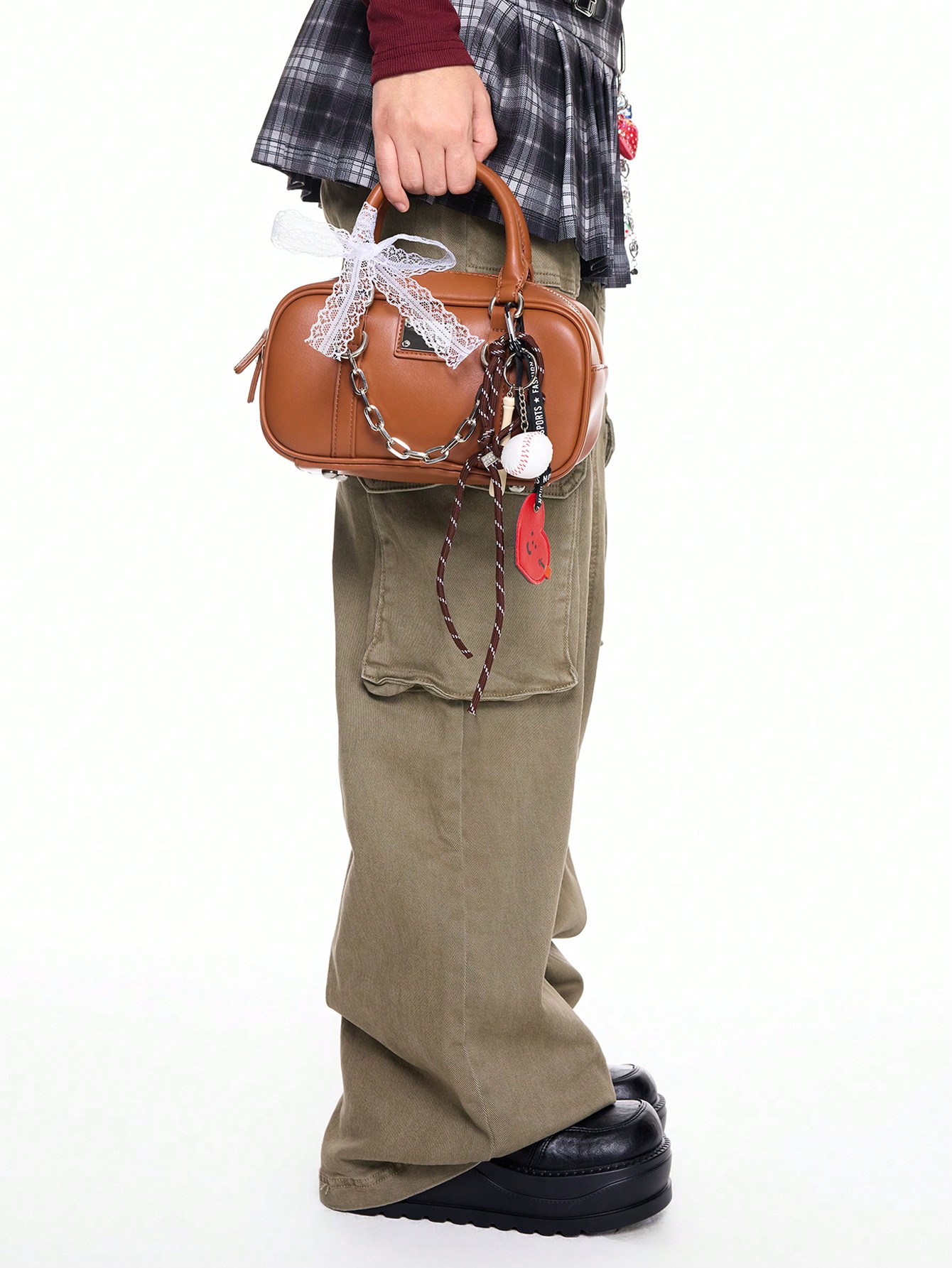 Kawaii Casual Rectangular Shoulder Bag, Brown, Simple & Fashionable For Everyday Use