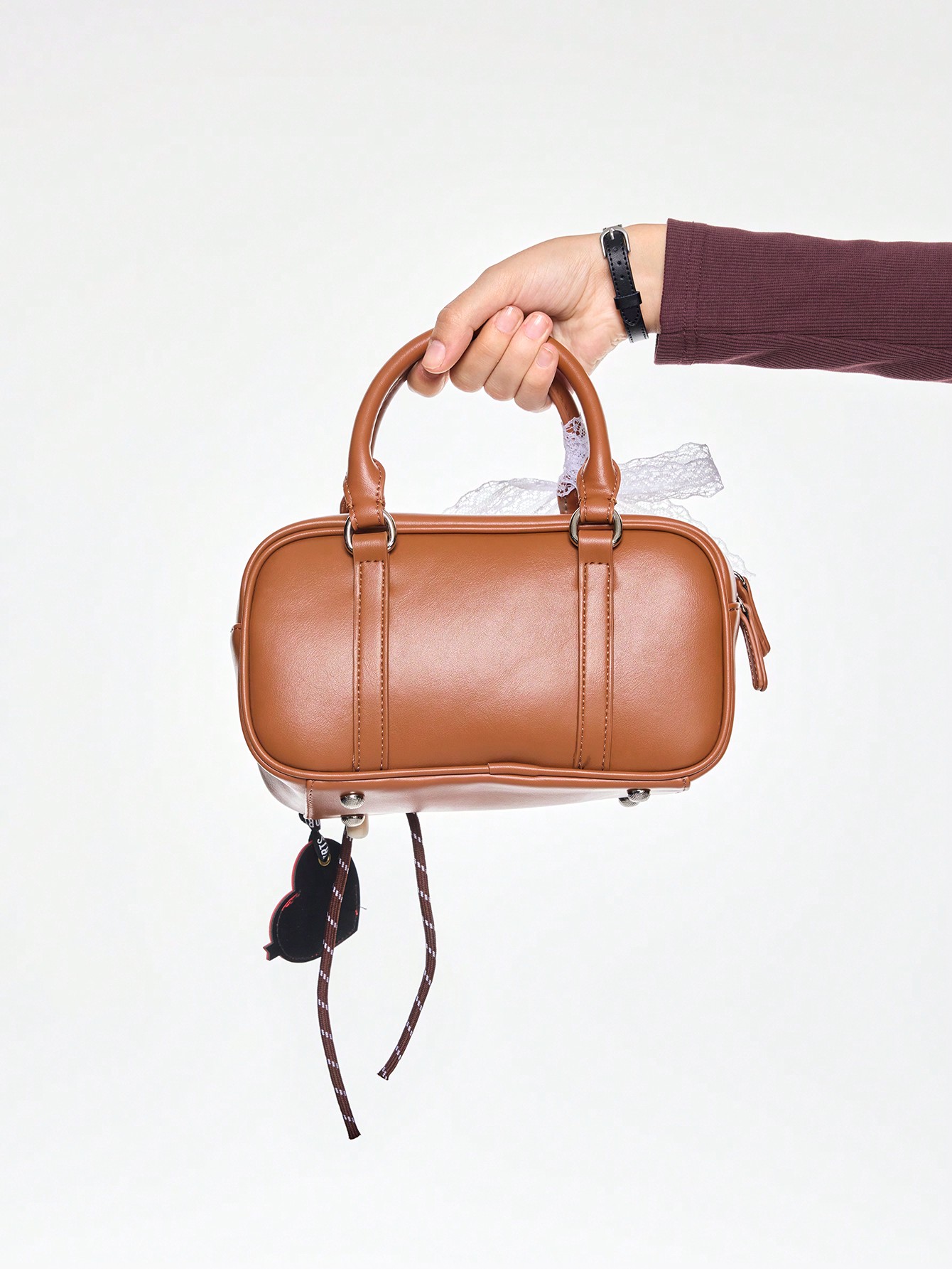 Kawaii Casual Rectangular Shoulder Bag, Brown, Simple & Fashionable For Everyday Use