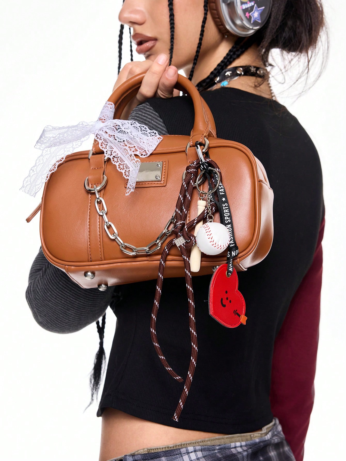 Kawaii Casual Rectangular Shoulder Bag, Brown, Simple & Fashionable For Everyday Use