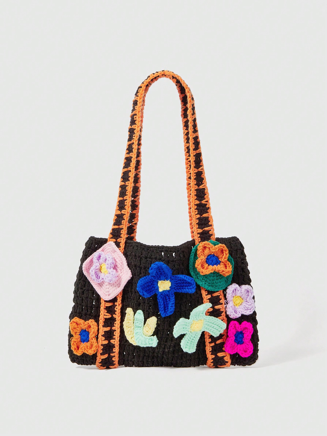 Kawaii Handmade Crocheted Floral Cottagecore Style Shoulder Bag For Valentine's Day And Casual Gatherings