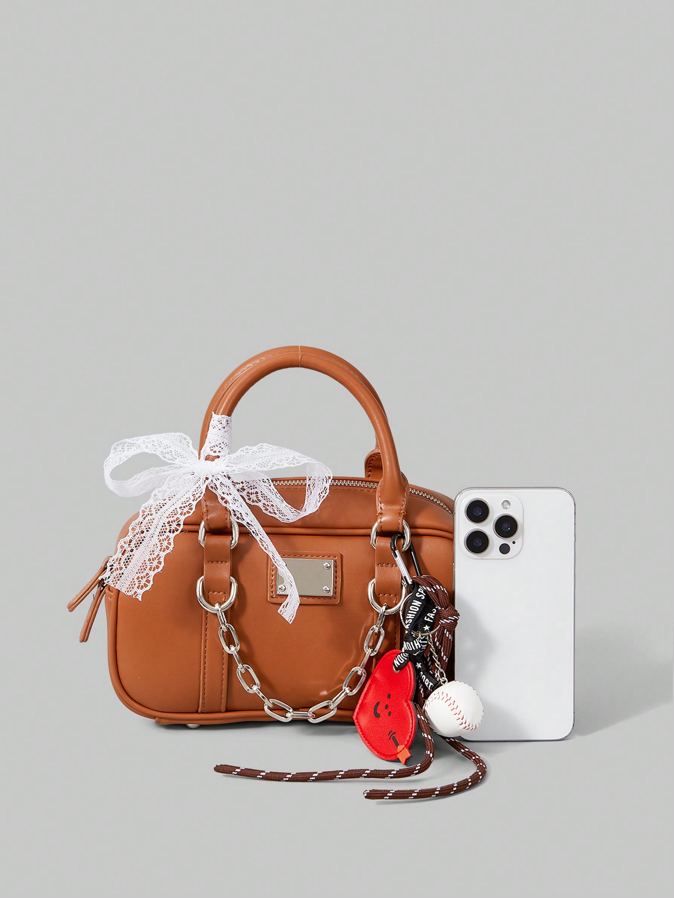 Kawaii Casual Rectangular Shoulder Bag, Brown, Simple & Fashionable For Everyday Use